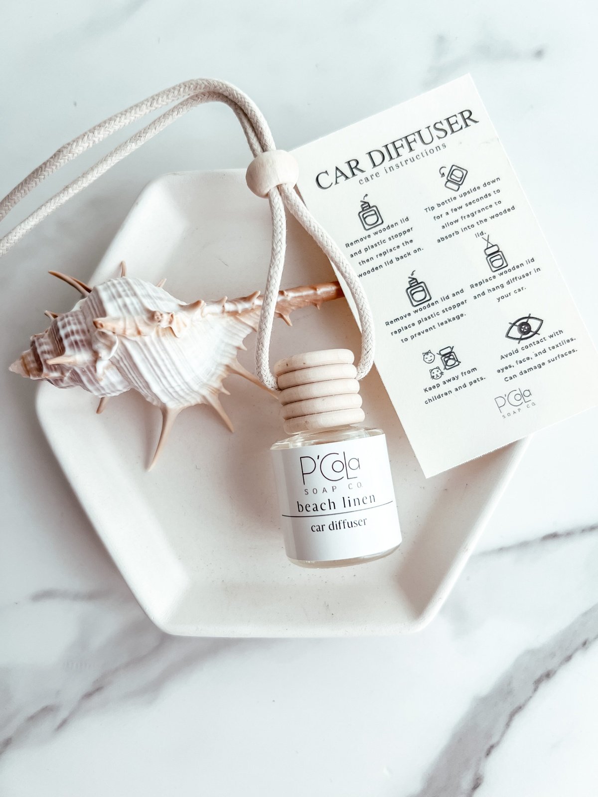 beach linen car diffuser with directions for use
